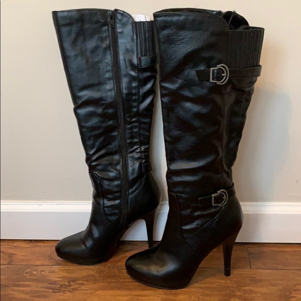 Rhea kk - Long Leather Boot - Black Size 7